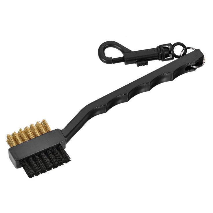 Unique Bargains Double-Sided Dust Cleaning Groove Cleaner with Clip Golf Club Brush Black
